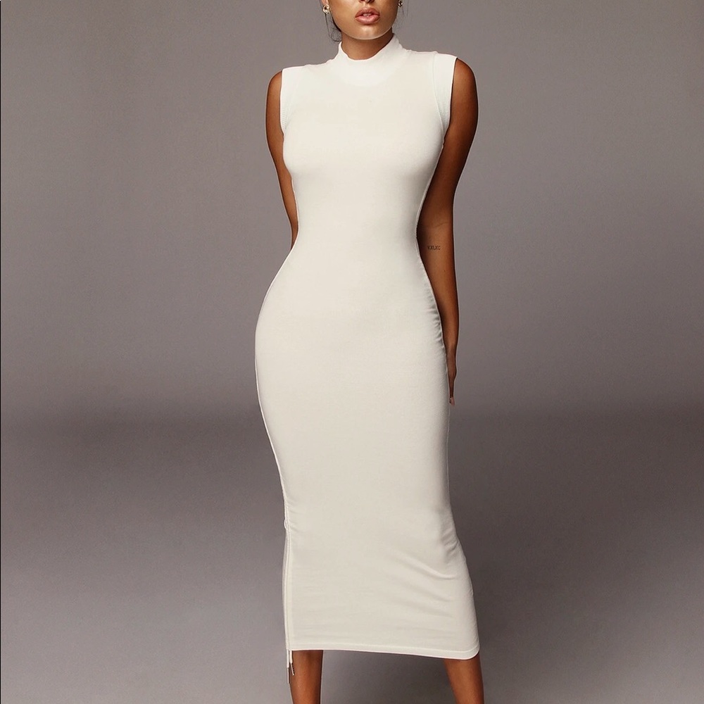 White Sporty Scrunchy Dress Jluxlabel